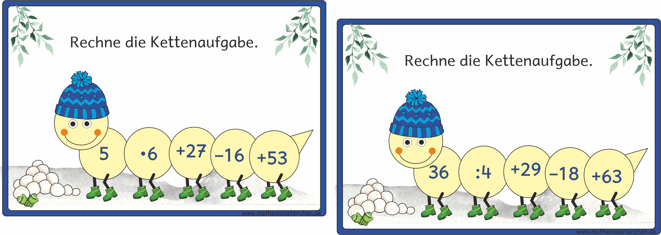 Mathemonsterchen - Wendekarten